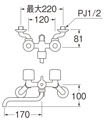 画像2: SK11-W-13 【SANEI株式会社】 ツーバルブシャワー混合栓  (2)