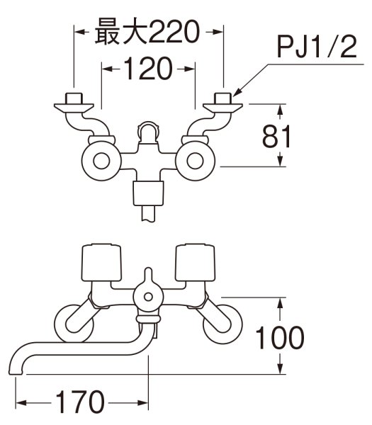 画像2: SK11-W-13 【SANEI株式会社】ツーバルブシャワー混合栓  (2)