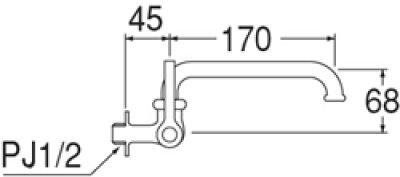 画像2: A2310L-13  厨房用横形自在水栓（左ハンドル）［共用形］【SANEI株式会社】 (2)