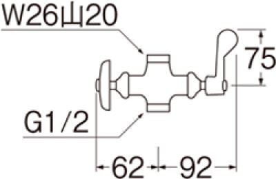 画像2: E2310F-13  厨房用二口横形自在水栓本体［共用形］【SANEI株式会社】 (2)