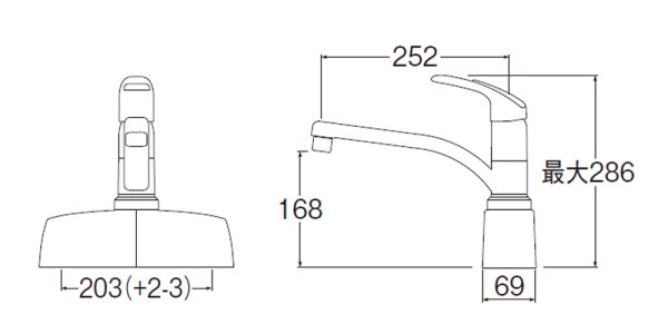 画像2: CK676-2-13【SANEI株式会社】シングル取替用台付混合栓 (2)