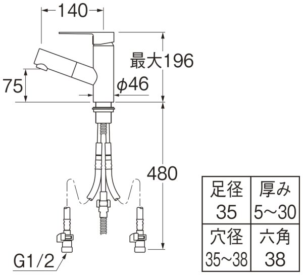 画像2: K47531EJV【SANEI株式会社】  シングルワンホール洗面混合栓 (2)