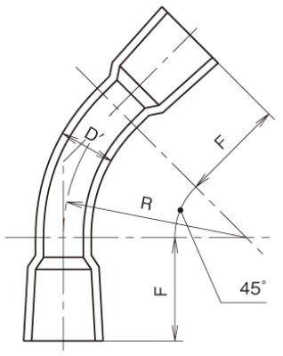 画像2: 水道用継手　TS　45°ベンド（B形）【アロン化成】 (2)