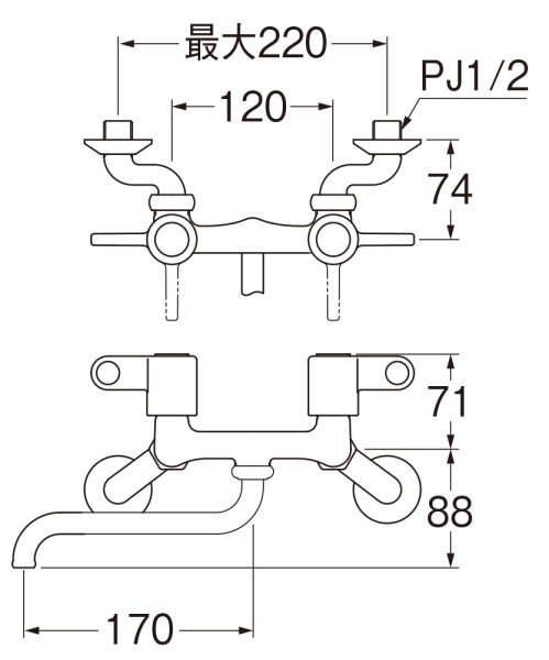 画像2: K11-1-W【SANEI株式会社】   ツーバルブ混合栓 (2)
