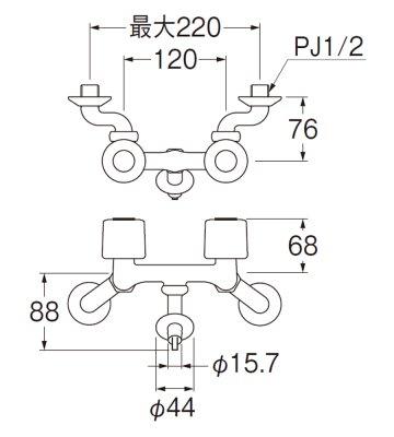 画像2: K1101TV-W【SANEI株式会社】  ツーバルブ洗濯機用混合栓 (2)