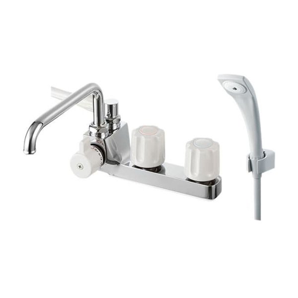 画像1: SK71041L-W-13  【SANEI株式会社】 ツーバルブデッキシャワー混合栓（一時止水） (85ピッチ) (1)