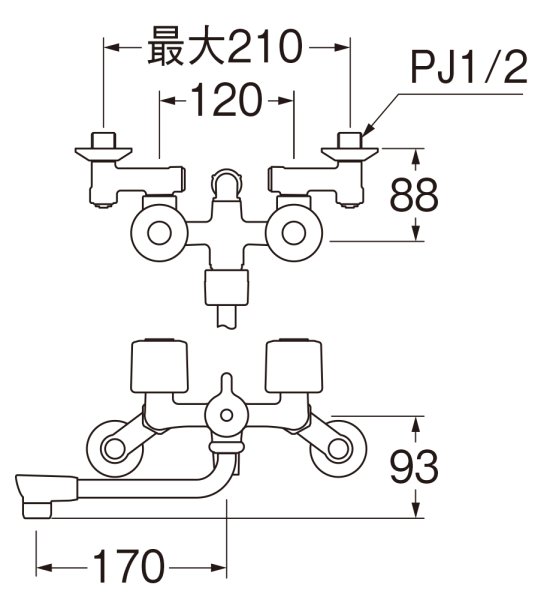 画像2: SK1104D-W-13  【SANEI株式会社】 ツーバルブシャワー混合栓（一時止水） (2)