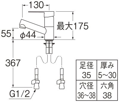 画像2: K475ENJV-1【SANEI株式会社】  シングルワンホール洗面混合栓  (2)