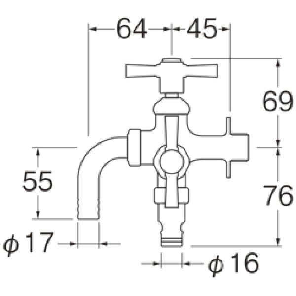 画像2: F126YV-13【SANEI株式会社】  散水用二口横水栓 (2)