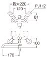 画像2: SK11T2-W-13 【SANEI株式会社】  ツーバルブシャワー混合栓［共用形］ (2)