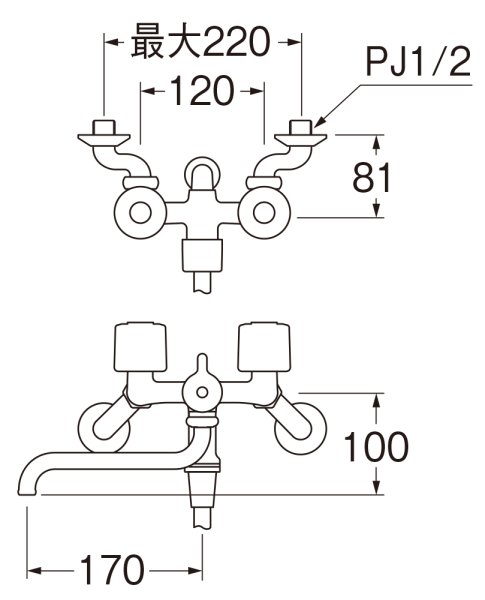 画像2: SK11T2-W-13 【SANEI株式会社】  ツーバルブシャワー混合栓［共用形］ (2)