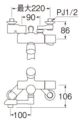 画像2: SK18070-W-13 サーモシャワー混合栓(自閉式)【SANEI株式会社】 (2)