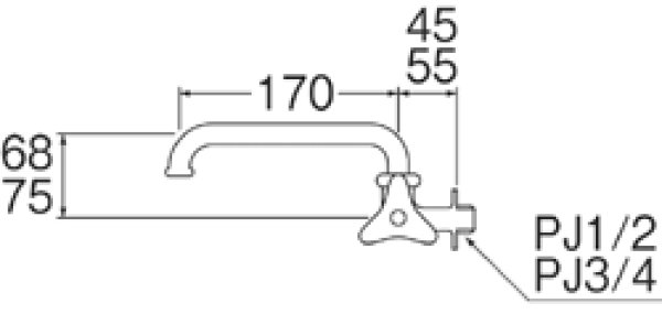 画像2: A20J-13/20 【SANEI株式会社】 横型自在水栓（固定コマ仕様）［共用形］ (2)