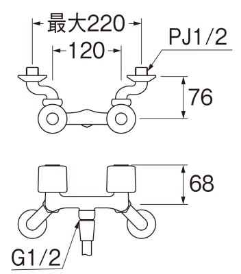 画像2: SK110-W-13  【SANEI株式会社】 ツーバルブシャワー混合栓［共用形］ (2)