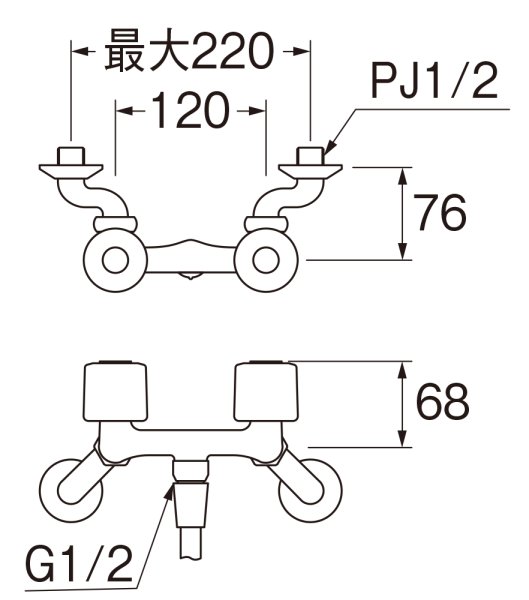 画像2: SK110-W-13  【SANEI株式会社】 ツーバルブシャワー混合栓［共用形］ (2)