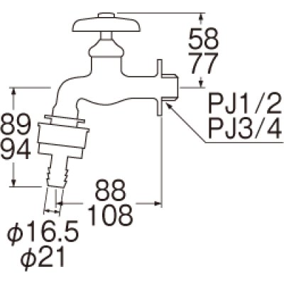 画像2: Y31V-13/20 【SANEI株式会社】  自動接手横水栓（固定コマ仕様） (2)