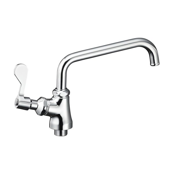 画像1: A5371L-20【SANEI株式会社】  厨房用立形上向自在水栓（左ハンドル）［共用形］ (1)