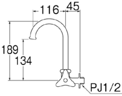 画像2: A26J-13 【SANEI株式会社】 横形ツル首自在水栓（固定コマ仕様）［共用形］ (2)