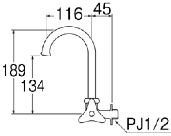 画像2: A26J-13 【SANEI株式会社】 横形ツル首自在水栓（固定コマ仕様）［共用形］ (2)