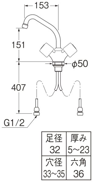 画像2: K811-W【SANEI株式会社】  ツーバルブワンホール混合栓 (2)