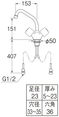 画像2: K811-W-23【SANEI株式会社】  ツーバルブワンホール混合栓 (2)