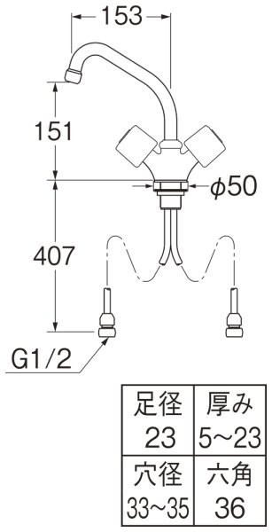 画像2: K811-W-23【SANEI株式会社】  ツーバルブワンホール混合栓 (2)