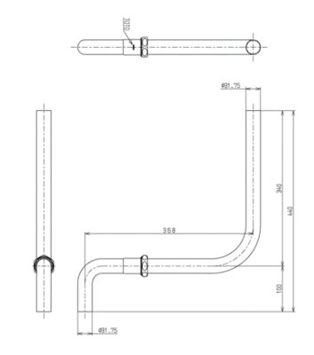 画像2: TS571D   大便器用洗浄管（32mm、隅付ロータンク用） 【TOTO】 (2)