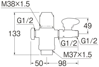 画像2: B98-AU3A (SANEI用)シングル混合栓用分岐アダプター 【SANEI株式会社】 (2)