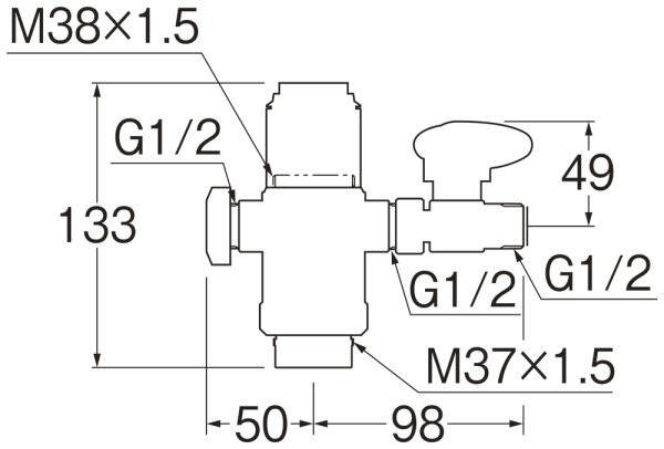 画像2: B98-AU3A （SANEI用）【SANEI株式会社】シングル混合栓用分岐アダプター (2)