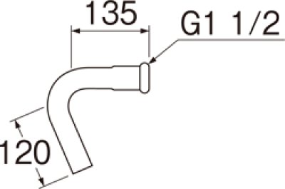 画像2: H81-1-73-38   73°洗浄管下部（38mm） 【SANEI株式会社】 (2)
