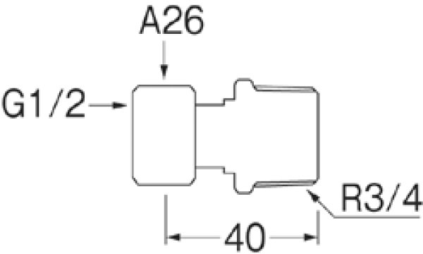 画像2: T841-20X13【SANEI株式会社】異型片ナット付アダプター (2)