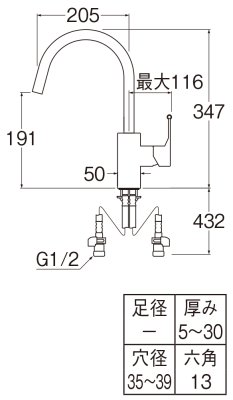 画像2: K8751JK-13#C【SANEI株式会社】  シングルワンホール混合栓【寒冷地用】 (2)