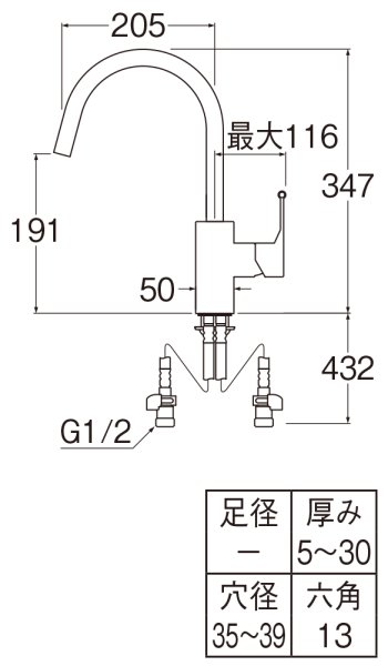 画像2: K8751JV-13#C【SANEI株式会社】   シングルワンホール混合栓 (2)