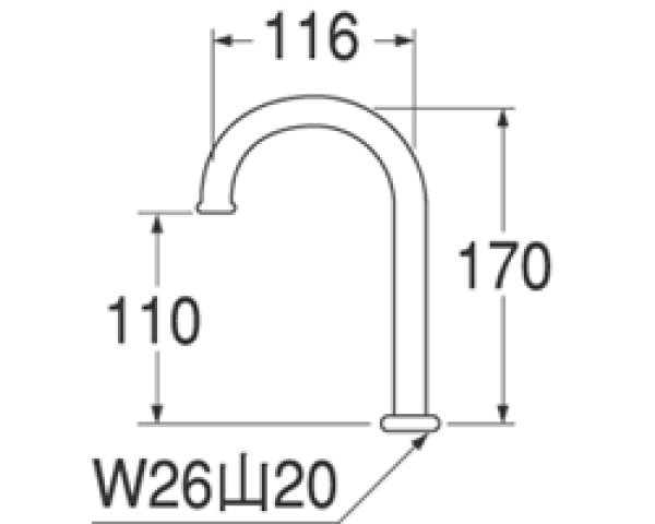 画像3: PA26J-60X-16【SANEI株式会社】横形ツル首パイプ (3)