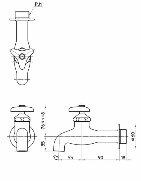 画像2: UME-SEN　埋め水　水栓　胴長横水栓 (2)