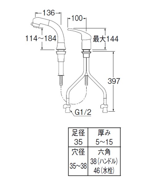 画像2: K37610EJV【SANEI株式会社】   シングルスプレー混合栓（洗髪用）【3台】 (2)