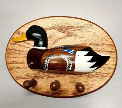 画像1: 【ビンテージ】カルガモ 木製 壁掛けフック レトロ 昭和 北欧風 (1)