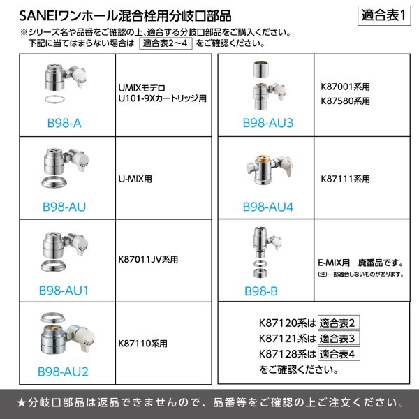 画像6: B98-AU3  (SANEI用）【SANEI株式会社】シングル混合栓用分岐アダプター (6)