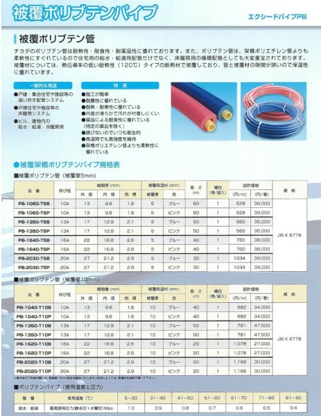 画像2: PB-1640T5 チヨダ ポリブテンパイプ 16A×40M 保温材5mm厚 JIS規格 プッシュマスター互換可 (2)