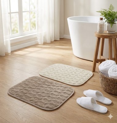 画像3: バスマット 速乾 ホテル仕様 60×40cm【ENILNO エニルノ】吸水 足拭きマット 洗える 耐久性 快適 無地 ブラウン 大判 浴室マット カラリスパ j-vague (3)