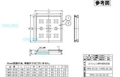 画像1: FM15-15D　ステンレス枠付排水目皿（深型）  【ミヤコ株式会社】