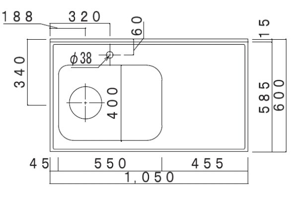画像2: CXO1050-O　コンパクトキッチン　CXOシリーズ　奥行60cm　1050×600×850/40mm　大ゴミ付 (2)