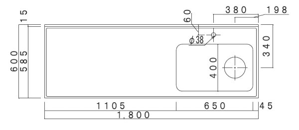 画像2: CXO1800-O　コンパクトキッチン　CXOシリーズ　奥行60cm　1800×600×850/40mm　大ゴミ付 (2)