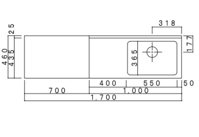 画像2: BK1700NG　ジョイントキッチン　Bシリーズ　奥行46cm　ホワイト　1700×460×800×635mm　 (2)