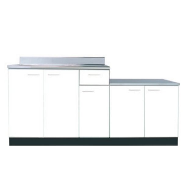 画像1: BKLG1800NG　ジョイントキッチン　Bシリーズ　奥行55cm　ホワイト　1800×550×800×635mm　大ゴミ浅型付 (1)