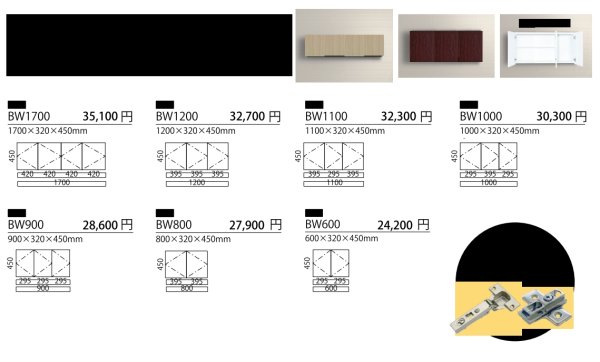 画像2: BW1200　ジョイントキッチン　BW吊り戸棚　ホワイト　1200×320×450mm　内部化粧仕上 (2)