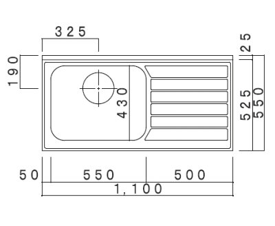 画像2: VE1100R/L　ブロックキッチン　VE　奥行55cm　1100×550×800/90mm　大ゴミ付 (2)