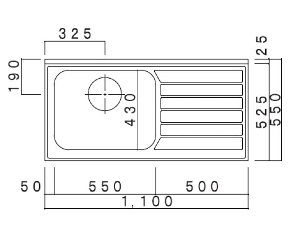 画像2: VE1100R/L　ブロックキッチン　VE　奥行55cm　1100×550×800/90mm　大ゴミ付 (2)