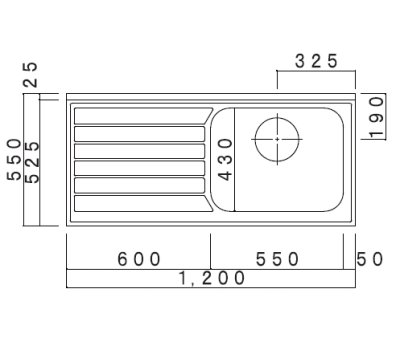 画像2: VE1200R/L　ブロックキッチン　VE　奥行55cm　1200×550×800/90mm　大ゴミ付 (2)