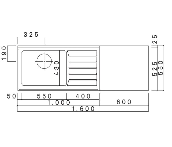 画像2: VK1600NGR/L　ジョイントキッチン　VKシリーズ　奥行55cm　1600×550×800×635mm　 (2)